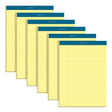 TOPS Double Docket Writing Pads, 8 1/2" x 11 3/4", Narrow Ruled, 100 Sheets, Canary, Pack Of 6 Pads