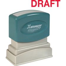 Xstamper One-Color Title Stamp, Pre-Inked, "Draft", Red