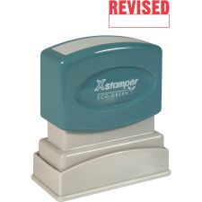 Xstamper One-Color Title Stamp, Pre-Inked, "Revised", Red