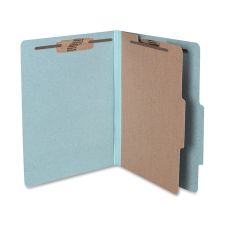 ACCO Durable Pressboard Classification Folders, Letter Size, 2" Expansion, 1 Partition, 60% Recycled, Sky Blue, Box Of 10
