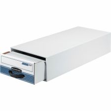 Bankers Box Medium-Duty Storage Drawers, 5 1/4" x 10 1/2" x 25 1/4", White/Blue, Case Of 12