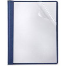Oxford Report Cover - 3 x Tang Fastener(s) - Navy - Clear Front, Punched - 5 / Pack
