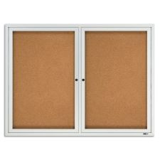 Quartet Classic Enclosed Cork Bulletin Board, 48" x 36", Aluminum Frame With Silver Finish