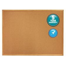 Quartet Cork Bulletin Board, 36" x 60", Wood Frame With Oak Finish