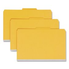 Smead 6-Section Pressboard Top Tab Pocket Classification Folders, 6 SafeSHIELD Fasteners, 2 Dividers, Legal Size, Yellow, 10/Box