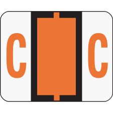 Smead BCCR Bar-Style Permanent Alphabetical Labels, C, Dark Orange, Roll Of 500