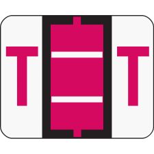 Smead BCCR Bar-Style Permanent Alphabetical Labels, T, Red, Roll Of 500