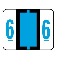 Smead BCCRN Bar-Style Permanent Numerical Labels, 6, Blue, Roll Of 500
