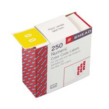 Smead DCC and DCCRN Color-Coded Numeric Labels, SMD67420, "Number", 1 1/2"W x 1 1/2"L, Yellow, 250 Per Roll