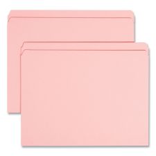 Smead Reinforced Top Tab Colored File Folders, Straight Tabs, Letter Size, 0.75" Expansion, Pink, 100/Box
