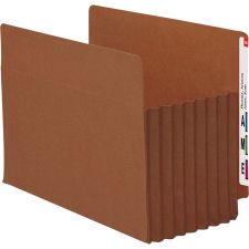 Smead TUFF Pocket File Pockets, End-Tab, Letter Size, 7" Expansion, 30% Recycled, Red, Box Of 5