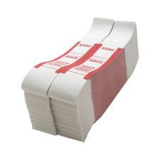 Sparco White Kraft ABA Bill Straps, $500, Red/White, Box Of 1,000