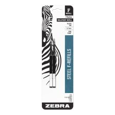Zebra Pen Ballpoint F-Refills, Pack Of 2, Fine Point, 0.7 mm, Black Ink