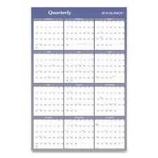 AT-A-GLANCE Vertical/Horizontal Erasable Quarterly/Monthly Wall Planner, 24 x 36, White/Blue Sheets, 12-Month (Jan to Dec): 2026