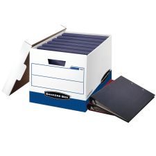 Bankers Box Binderbox Heavy-Duty Storage Boxes, 18 1/2" x 12 1/4" x 12", Blue/White, Case Of 12 - 0073301