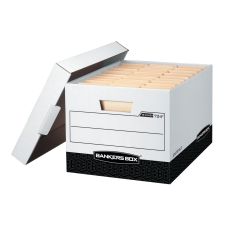 Bankers Box R Kive Heavy-Duty Storage Boxes, Letter/Legal Size, 15" x 12" x 10", White/Black, Case Of 12 - 00724