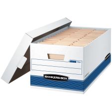 Bankers Box Stor/File Medium-Duty Storage Boxes, Letter Size, 24" x 12" x 10", White/Blue, Case Of 4 - 70104