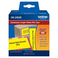 Brother DK-2606 Black-On-Yellow Tape, Continuous-Feed Film Roll, 2.5" x 50'
