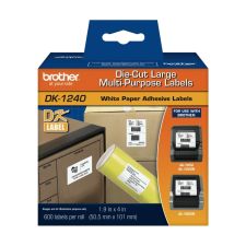 Brother DK1240 Paper Labels, 4" x 2", White, Pack Of 600