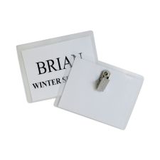 C-Line Name Badge Kits, Top Load, 4 x 3, Clear, Clip Style, 96/Box