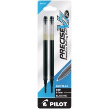 Pilot Precise Liquid Ink Retractable Rollerball Refills, V7, 0.7 mm, Fine Point, Black, Pack Of 2