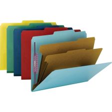 Smead Colored Pressboard Classification Folders with SafeSHIELD, 8-1/2" x 11", 2" Expansion, Assorted Colors, Box Of 10
