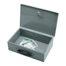 Sparco All-Steel Key Lock Fire-Retardant Cash Box, 12 3/4" x 8 1/4" x 3 3/4", Gray