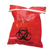 Unimed Stick-On Biohazard Infectious Waste Bags, 1.4 Quarts, Red, Box Of 100