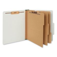 Universal Eight-Section Pressboard Classification Folders, 3" Expansion, 3 Dividers, 8 Fasteners, Letter Size, Gray Exterior, 10/Box