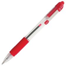 Zebra Pen Z-Grip Retractable Ballpoint Pens, Pack Of 12, Medium Point, 1.0 mm, Red Barrel, Red Ink
