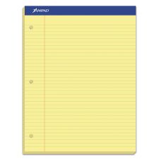 Ampad Double Sheet Pads, Narrow Rule, 100 Canary-Yellow 8.5 x 11.75 Sheets