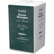 Caring Non-sterile Cotton Gauze Sponges - 8 Ply - 4" Width x 4" Length - 200 / Pack