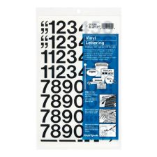 Chartpak Permanent Adhesive Vinyl Numbers, 44 (Numbers) Shape, Self-adhesive, 1"H x 12"L, Black, Vinyl, 1 / Pack