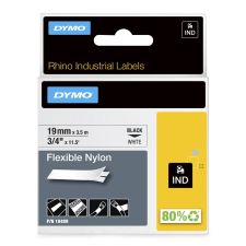DYMO Rhino 18489 Black-On-White Tape, 0.75" x 11.5'