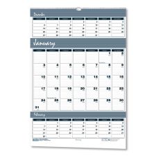 House of Doolittle Bar Harbor Recycled Wirebound 3-Months-per-Page Wall Calendar, 15.5 x 22, White/Blue/Gray, 14-Month: Dec 2025 to Jan 2027