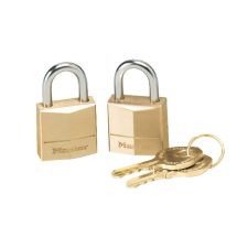 Master Lock Three-Pin Brass Tumbler Locks - 0.16" Shackle Diameter - Brass - 2 / Pack