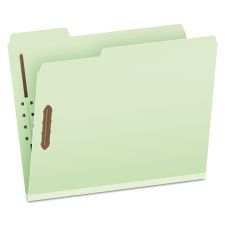 Pendaflex Heavy-Duty Pressboard Folders with Embossed Fasteners, 1/3-Cut Tabs, 1" Expansion, 2 Fasteners, Letter Size, Green, 25/Box