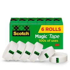 Scotch Magic Tape, Invisible, 6 Tape Rolls, 3/4 in x 1296 in, Home Office Supplies and School Supplies for College and Classrooms