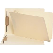 Smead End-Tab Fastener Folders with Shelf-Master Reinforced Tab, 1" Capacity, 2 Fasteners, Legal Size, Straight-Cut Tab, Manila, Box Of 50