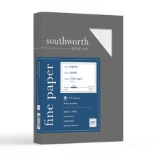Southworth 25% Cotton Linen Business Paper, 32 lb Bond Weight, 8.5 x 11, White, 250/Pack