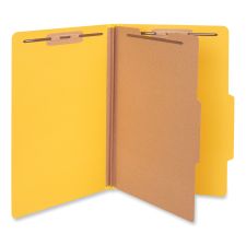 Universal Bright Colored Pressboard Classification Folders, 2" Expansion, 1 Divider, 4 Fasteners, Legal Size, Yellow Exterior, 10/Box