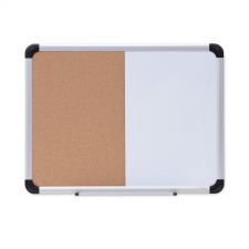 Universal Combination Dry Erase/Bulletin Board, 24" x 18", Tan/White Surface, Black/Satin Aluminum Frame