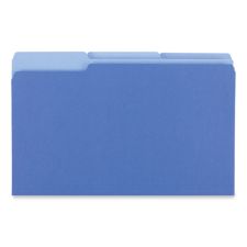 Universal Deluxe Colored Top Tab File Folders, 1/3-Cut Tabs: Assorted, Legal Size, Blue/Light Blue, 100/Box