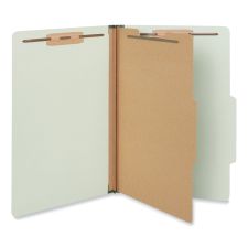 Universal Four-Section Pressboard Classification Folders, 2" Expansion, 1 Divider, 4 Fasteners, Legal Size, Green Exterior, 10/Box