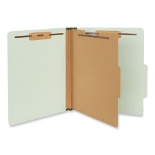 Universal Four-Section Pressboard Classification Folders, 2" Expansion, 1 Divider, 4 Fasteners, Letter Size, Gray-Green, 10/Box
