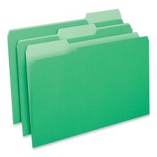 Universal Interior File Folders, 1/3-Cut Tabs: Assorted, Legal Size, 11-pt Stock, Green, 100/Box