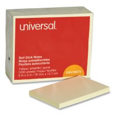 Universal Self-Stick Note Pads, 3" x 5", Yellow, 100 Sheets/Pad, 12 Pads/Pack