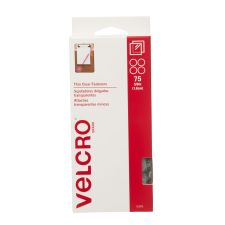 VELCRO Brand Self Stick Round Fasteners, Hook, Clear, 5/8" Diameter, Box Of 75