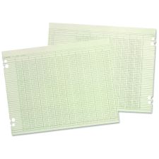 Wilson Jones Columnar Loose Sheets, 6 Columns, 9.25 x 11.88, Green, 100/Pack