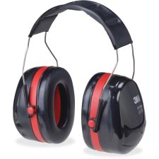 3M PELTOR Optime 105 Behind-the-Head Earmuffs, Red/Black
